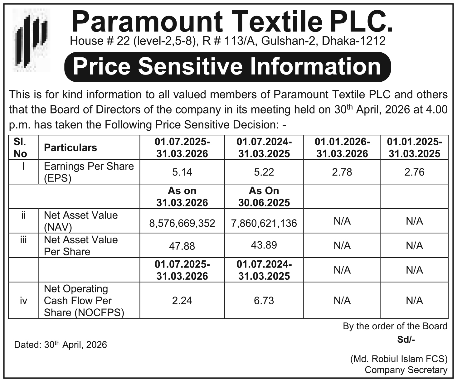 Paramount Textile PLC PSI.jpg